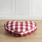 Dusklia - Beau Gingham Love Heart Dog Bed - White/Red