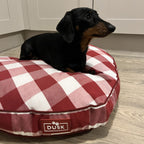Dusklia - Beau Gingham Love Heart Dog Bed - White/Red