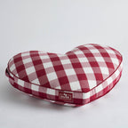 Dusklia - Beau Gingham Love Heart Dog Bed - White/Red
