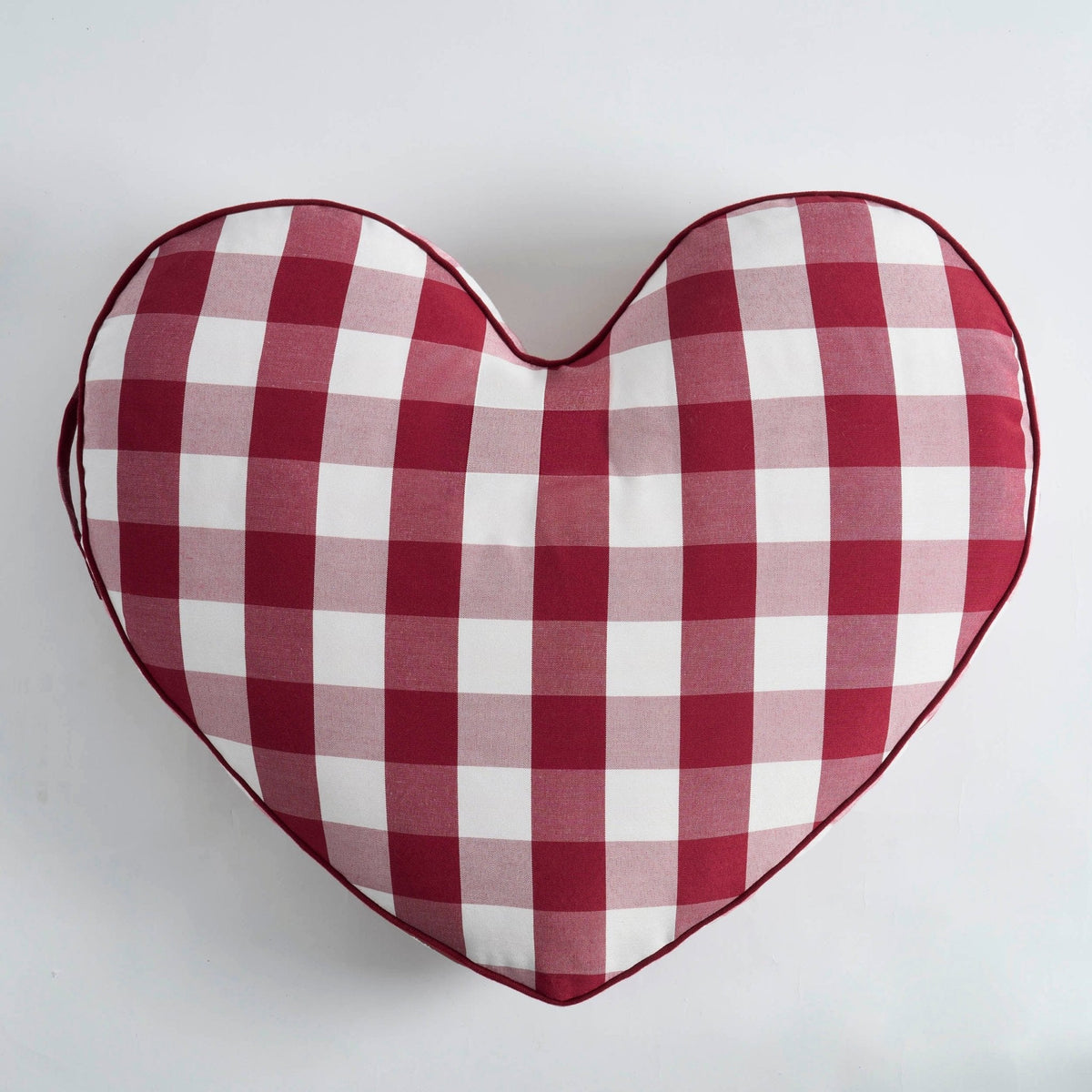 Dusklia - Beau Gingham Love Heart Dog Bed - White/Red