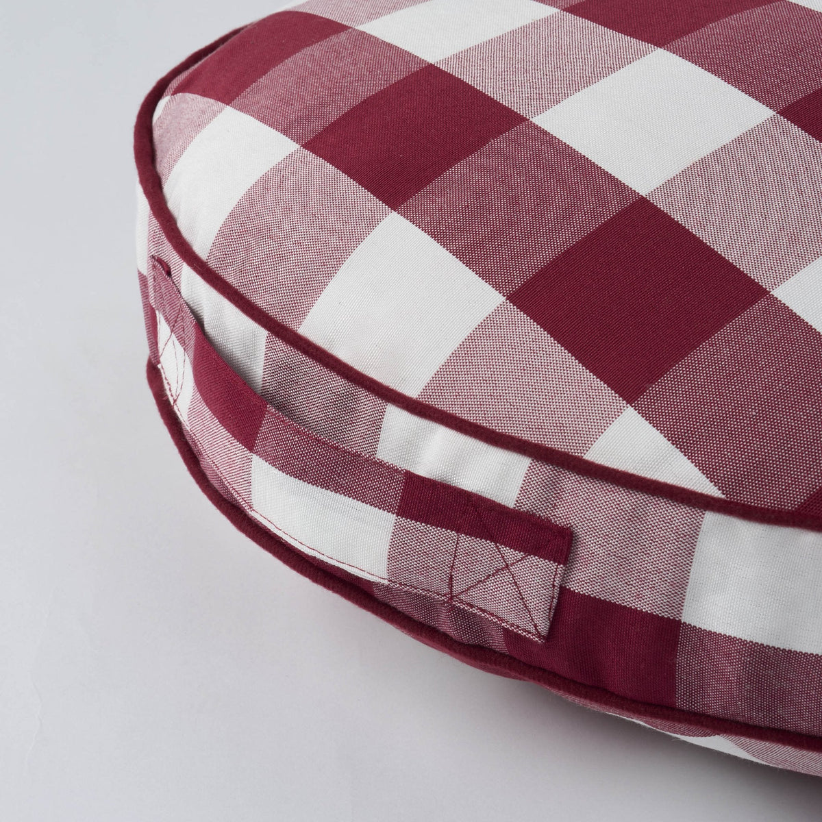 Dusklia - Beau Gingham Love Heart Dog Bed - White/Red