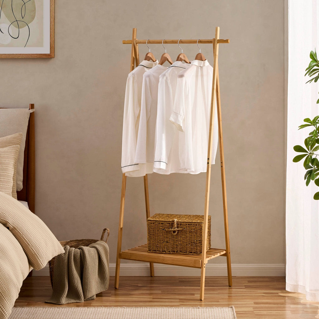 Dusklia - Becky Bamboo Clothes Rail - Light Wood