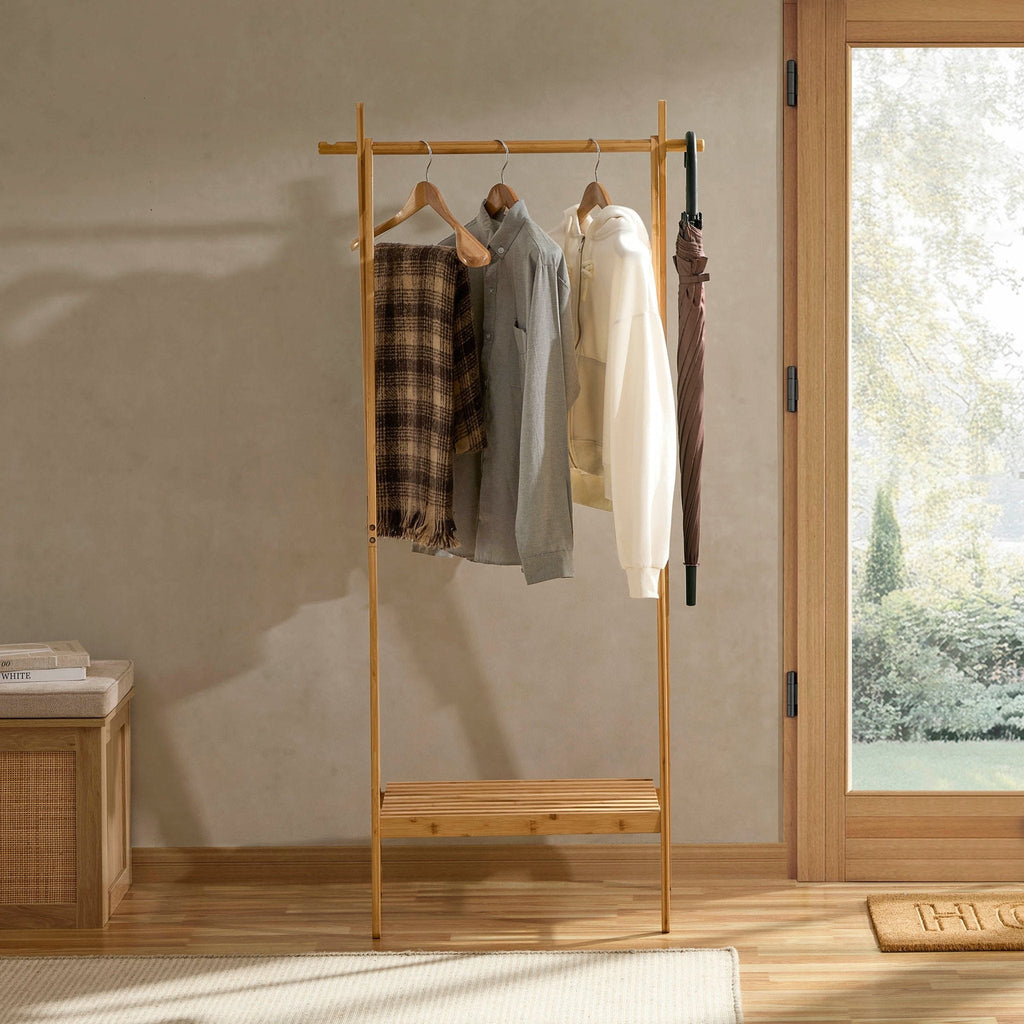 Dusklia - Becky Bamboo Clothes Rail - Light Wood