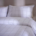 Dusklia - Bergen 200 Thread Count Duvet Cover & Pillowcase Set - Piped Check - White/Black