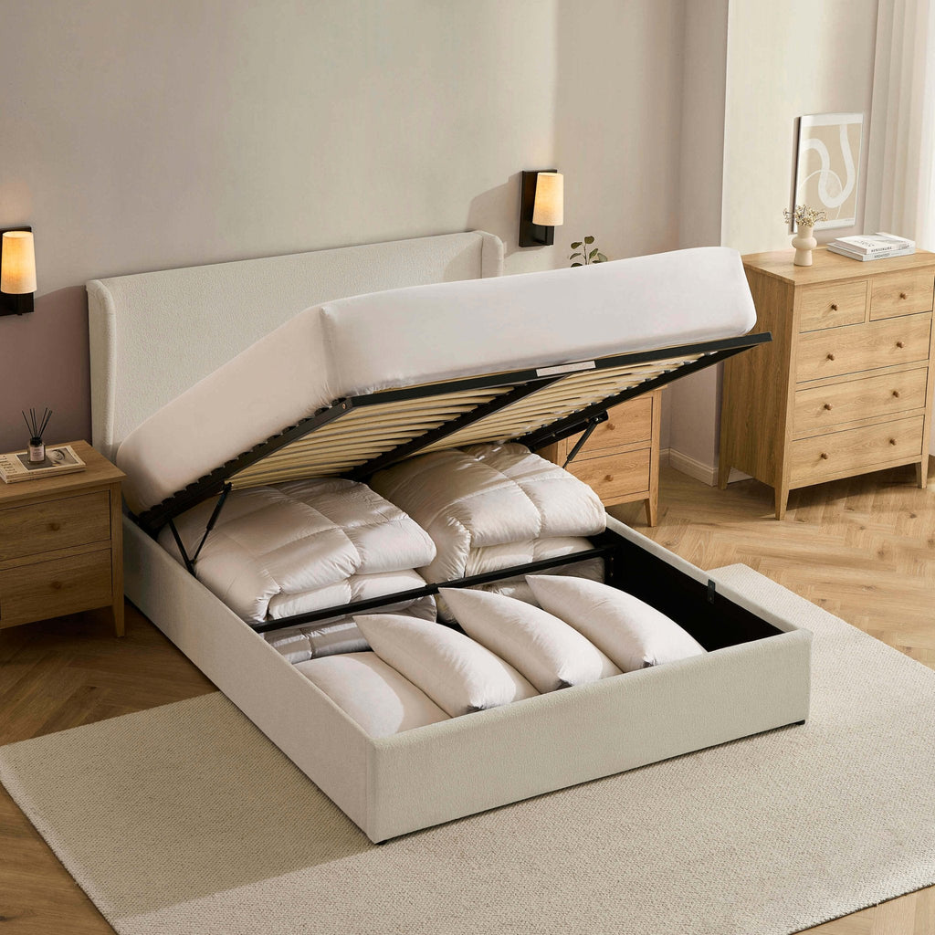 Dusklia - Berkeley Ottoman Storage Bed - Chenille Ecru