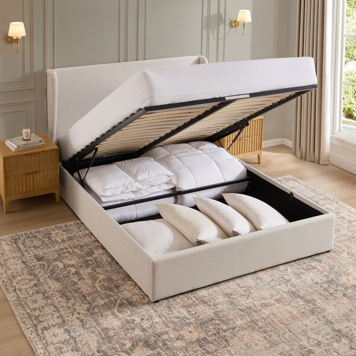 Dusklia - Berkeley Ottoman Storage Bed - Natural