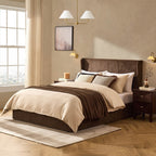 Dusklia - Brianna Concave 2 Drawer Bedside Table - Walnut