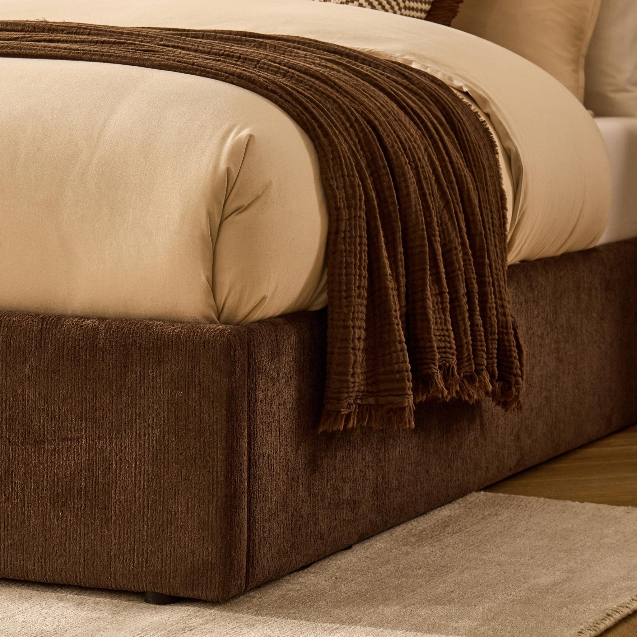 Dusklia - Berkeley Ottoman Storage Bed - Textured Cappuccino