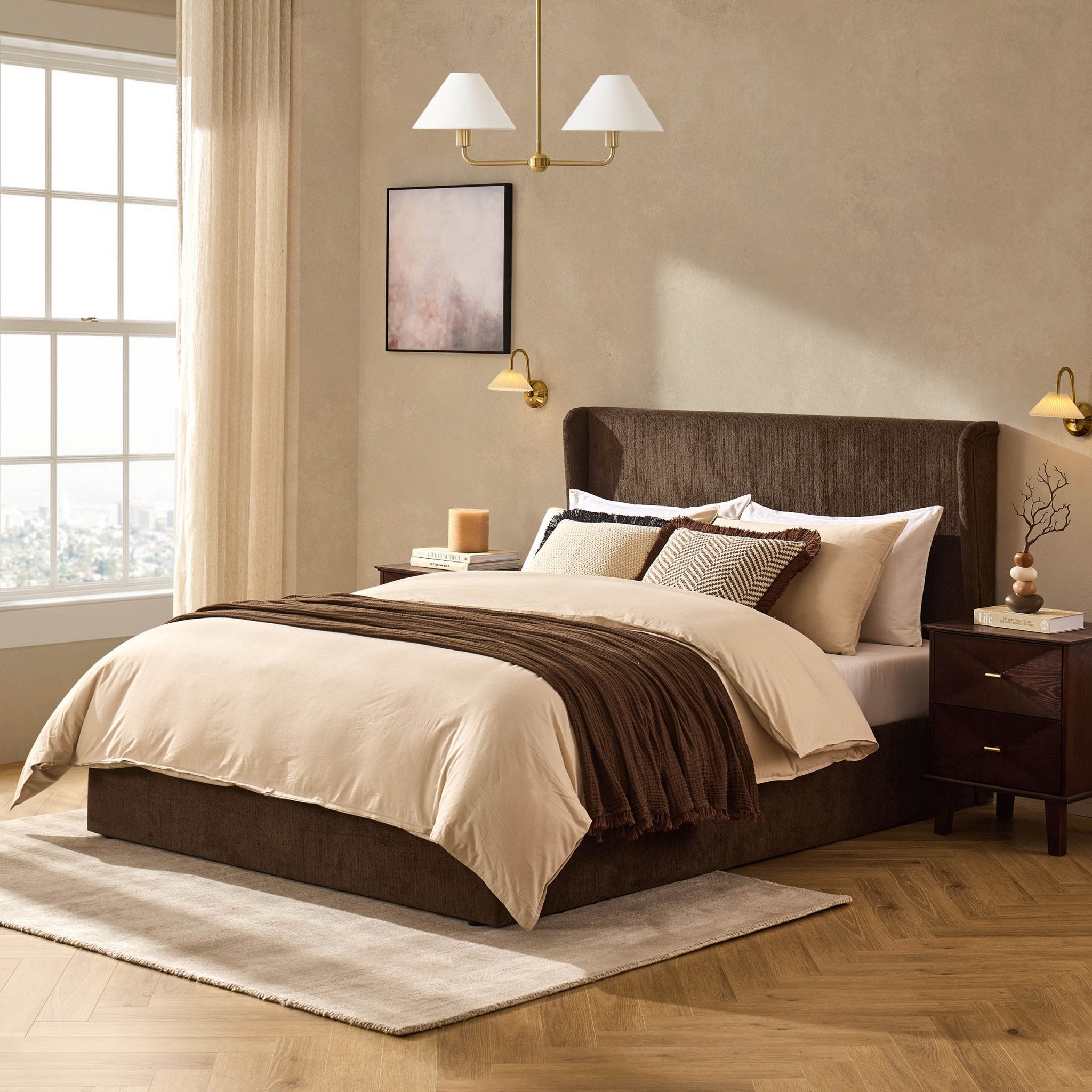 Dusklia - Berkeley Ottoman Storage Bed - Textured Cappuccino
