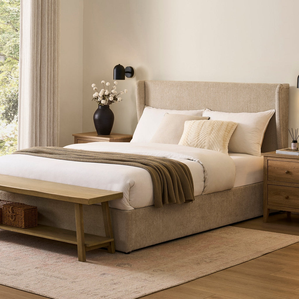Dusklia - Berkeley Ottoman Storage Bed - Textured Oatmeal