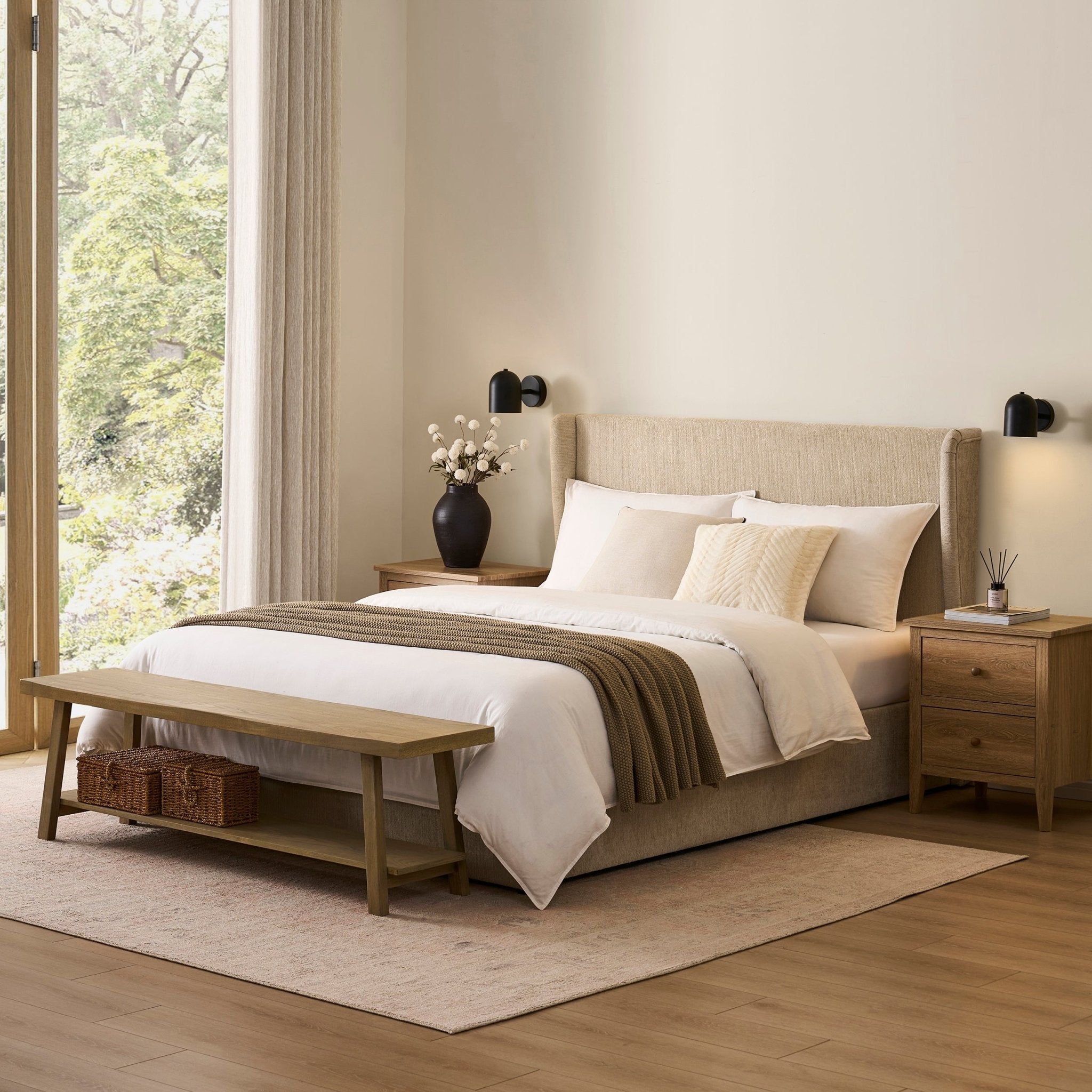 Dusklia - Berkeley Ottoman Storage Bed - Textured Oatmeal