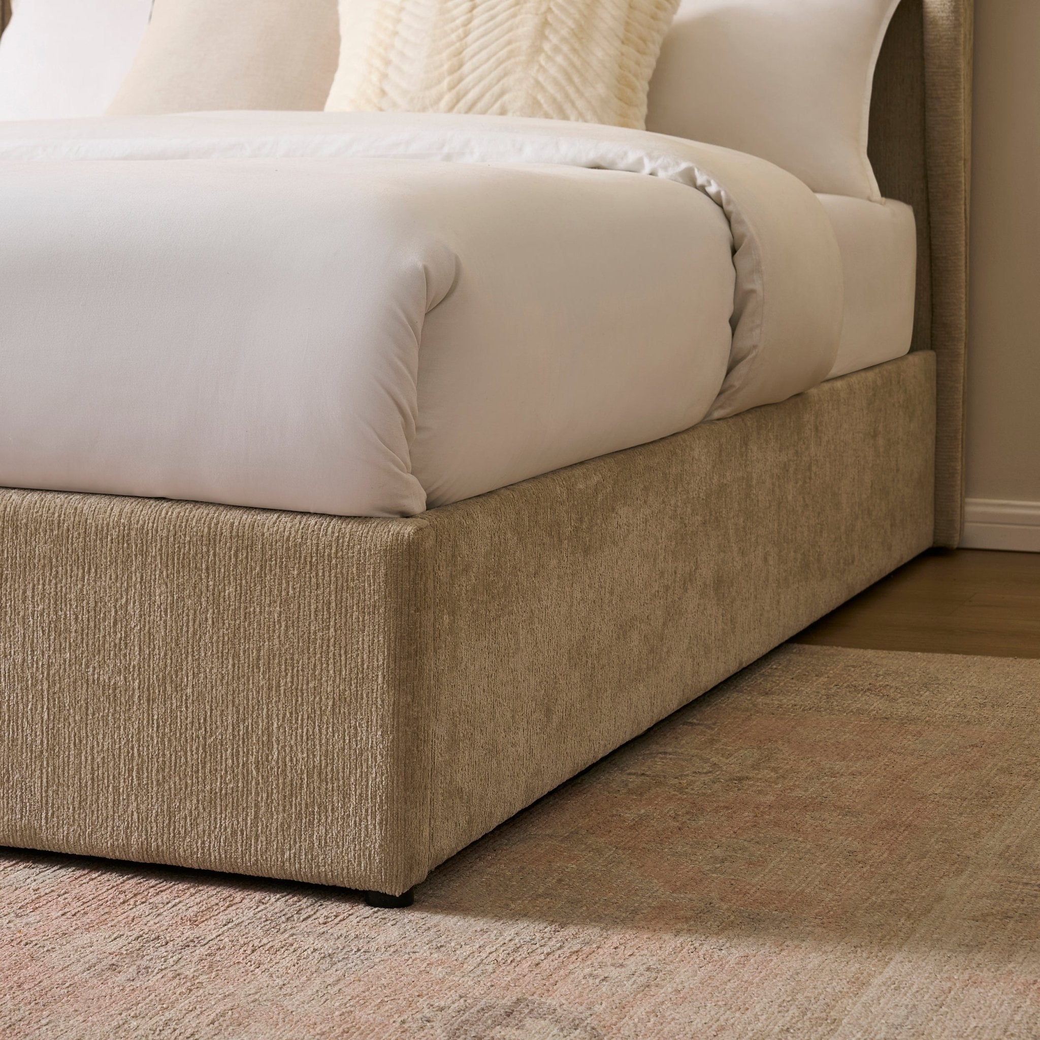 Dusklia - Berkeley Ottoman Storage Bed - Textured Oatmeal
