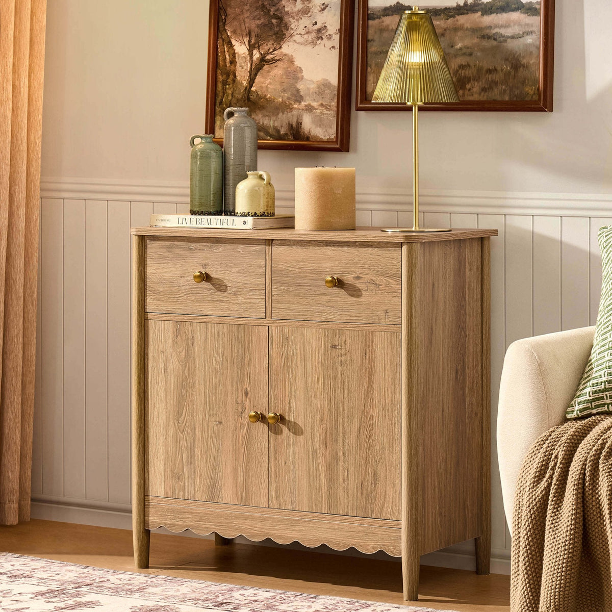 Dusklia - Betty 2 Door Sideboard with Drawers - Light Wood