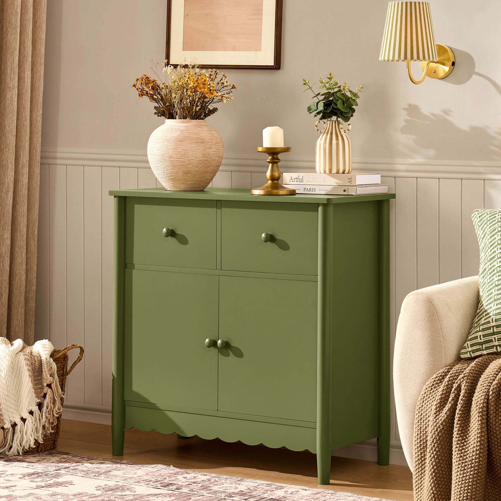 Dusklia - Betty 2 Door Sideboard with Drawers - Olive