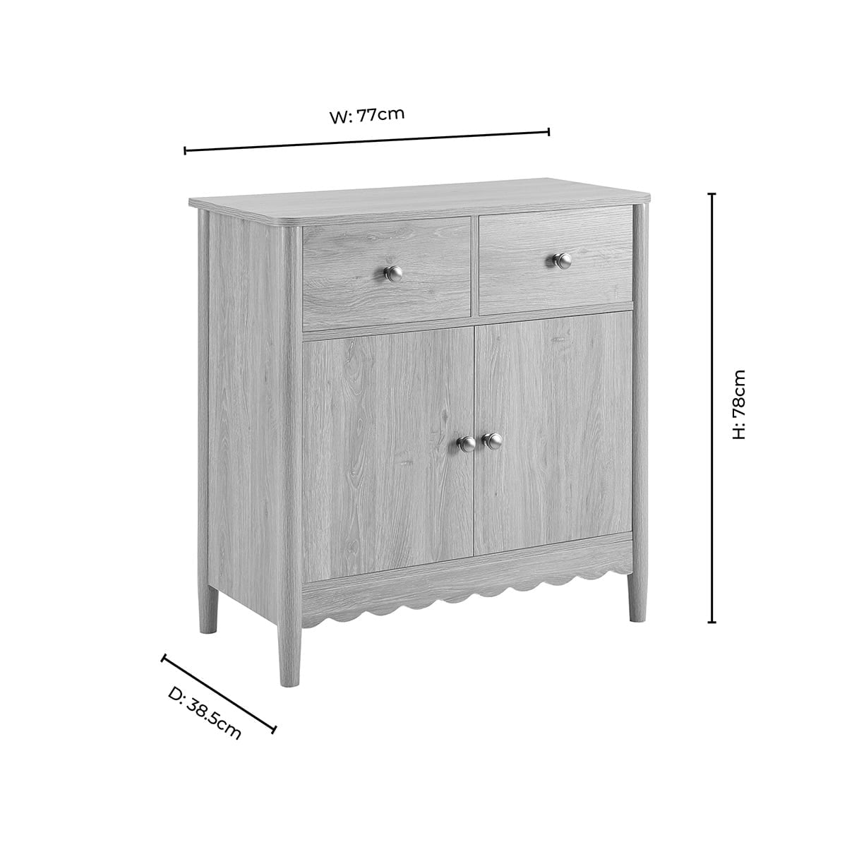 Dusklia - Betty 2 Door Sideboard with Drawers - Light Wood