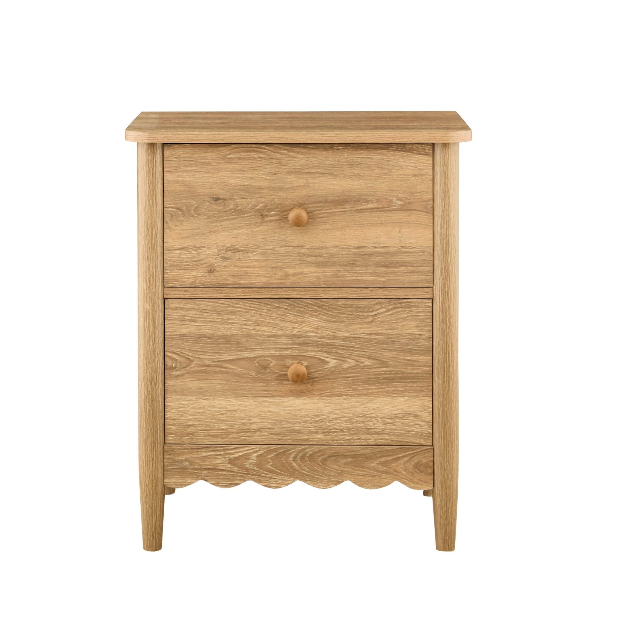 Dusklia - Betty 2 Drawer Bedside Table - Light Wood