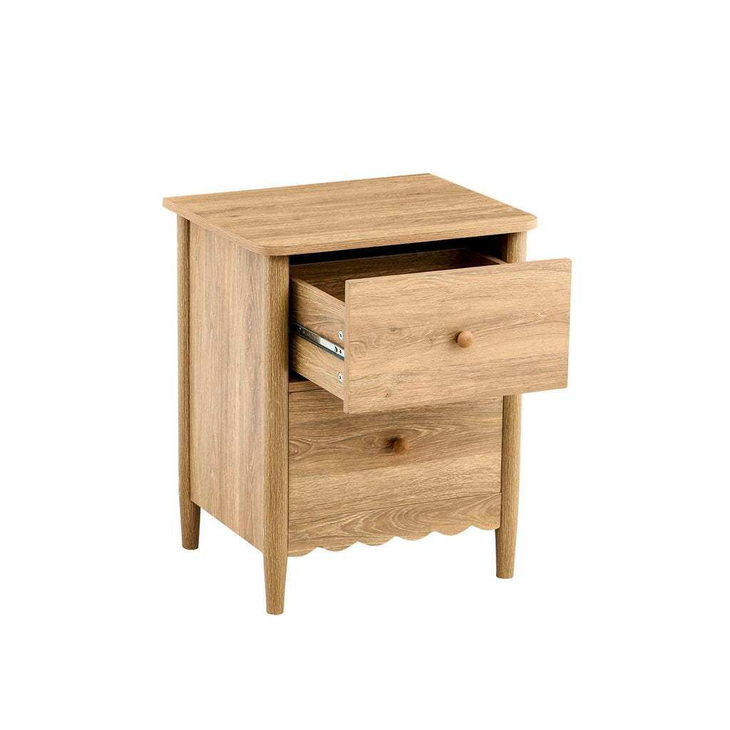 Dusklia - Betty 2 Drawer Bedside Table - Light Wood