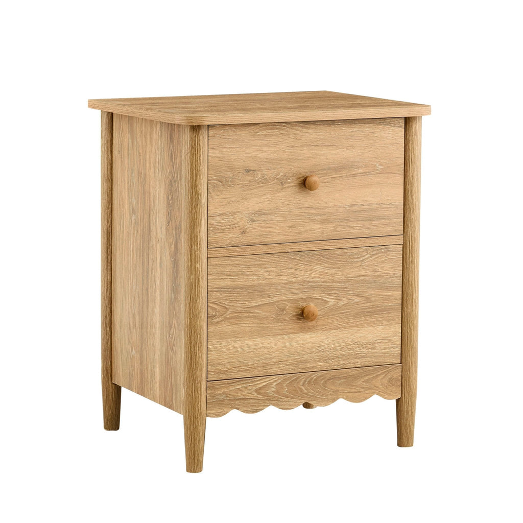 Dusklia - Betty 2 Drawer Bedside Table - Light Wood