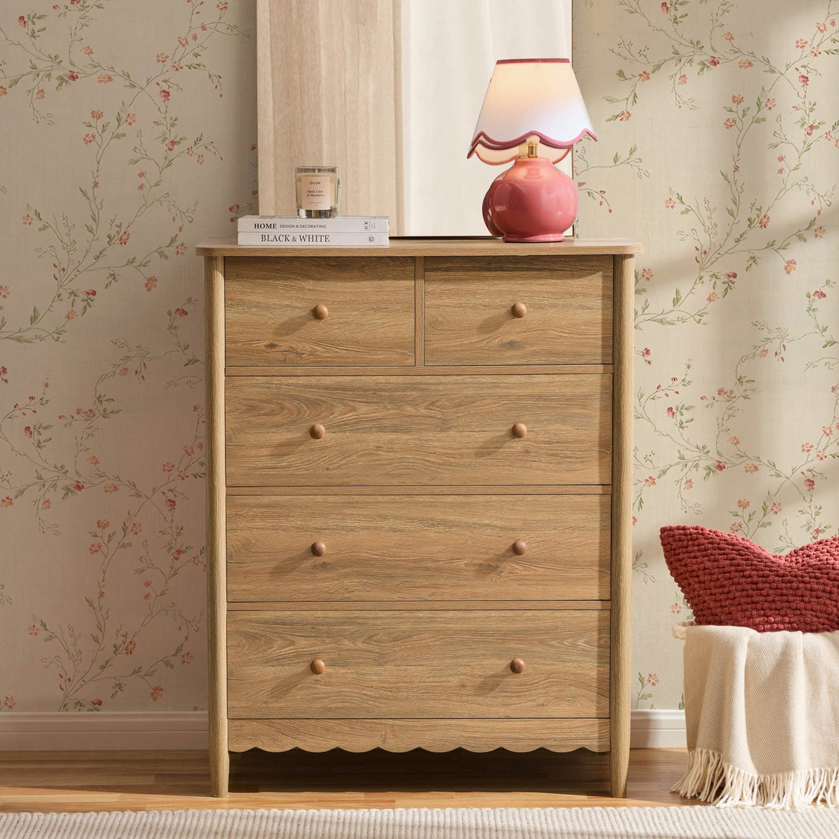 Dusklia - Betty 5 Drawer Chest - Light Wood