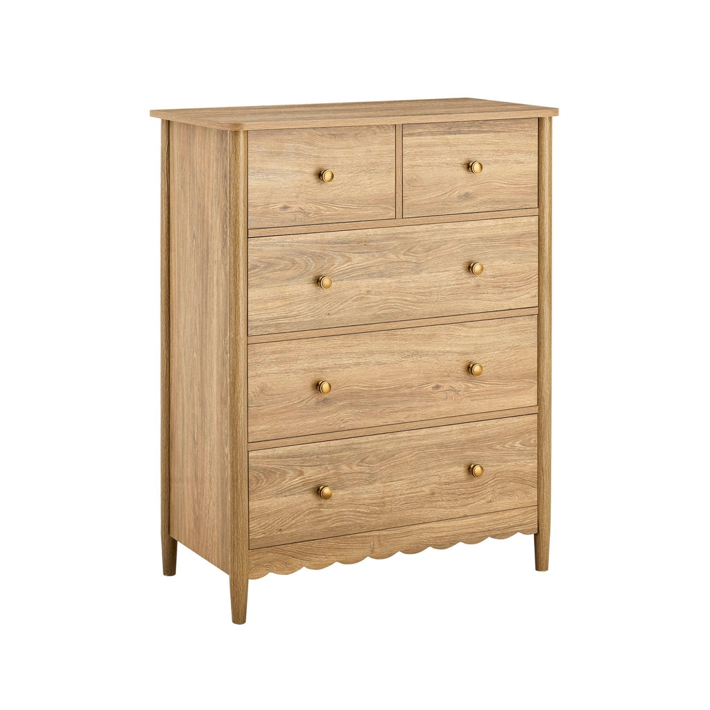 Dusklia - Betty 5 Drawer Chest - Light Wood
