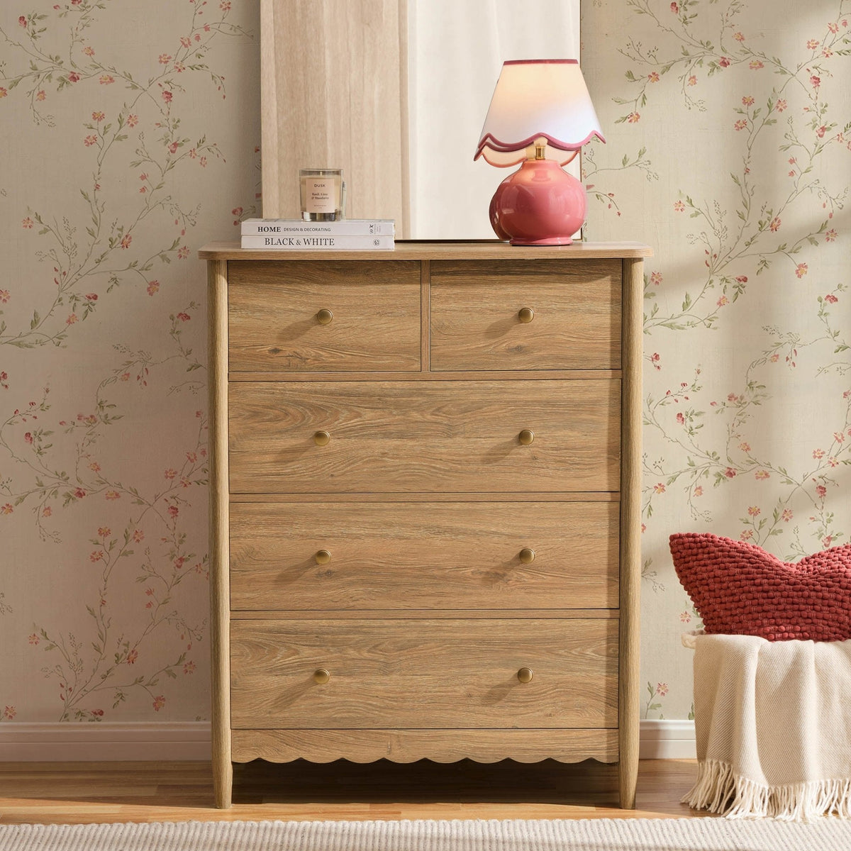 Dusklia - Betty 5 Drawer Chest - Light Wood