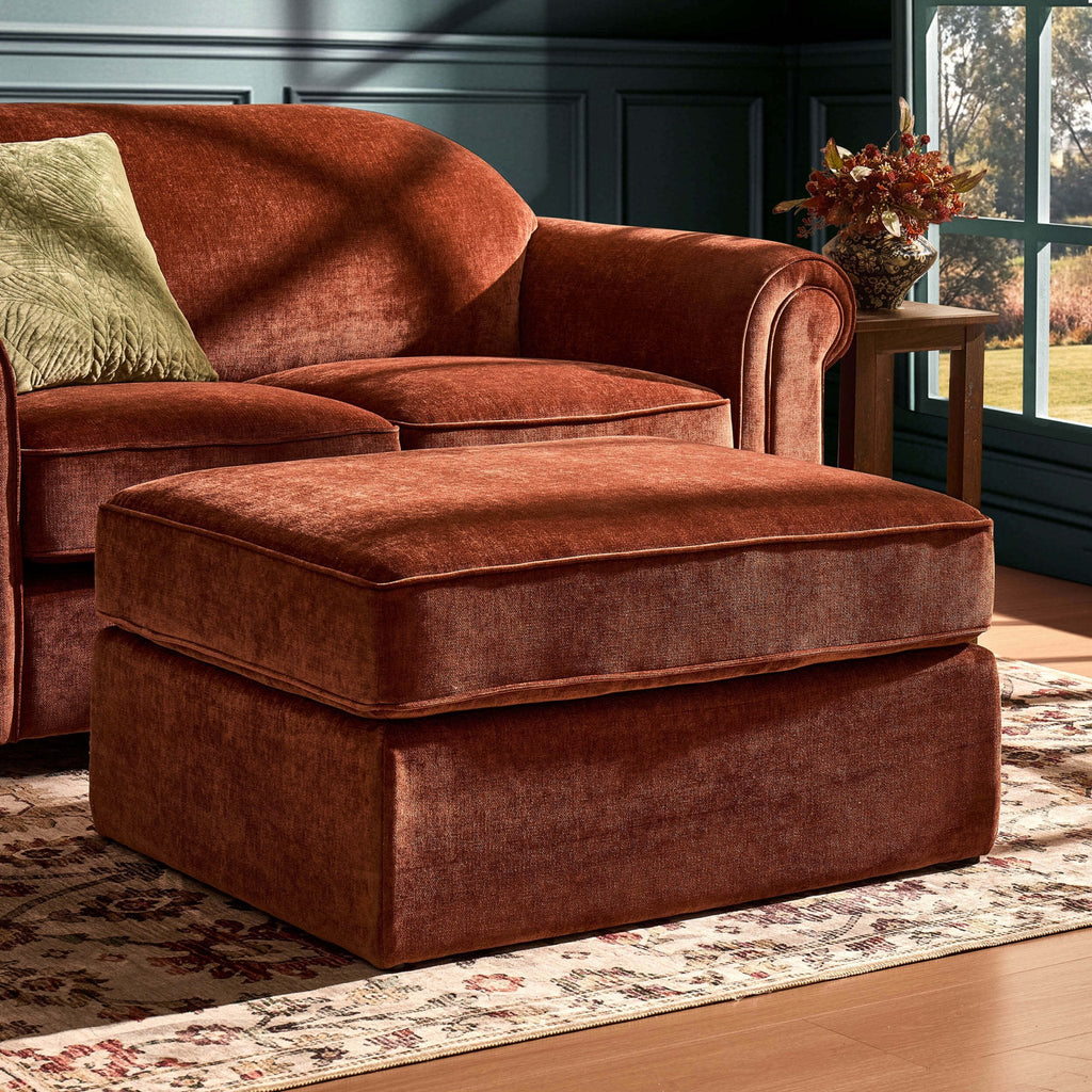 Beverley Pouf - Chenille Rouille Foncé