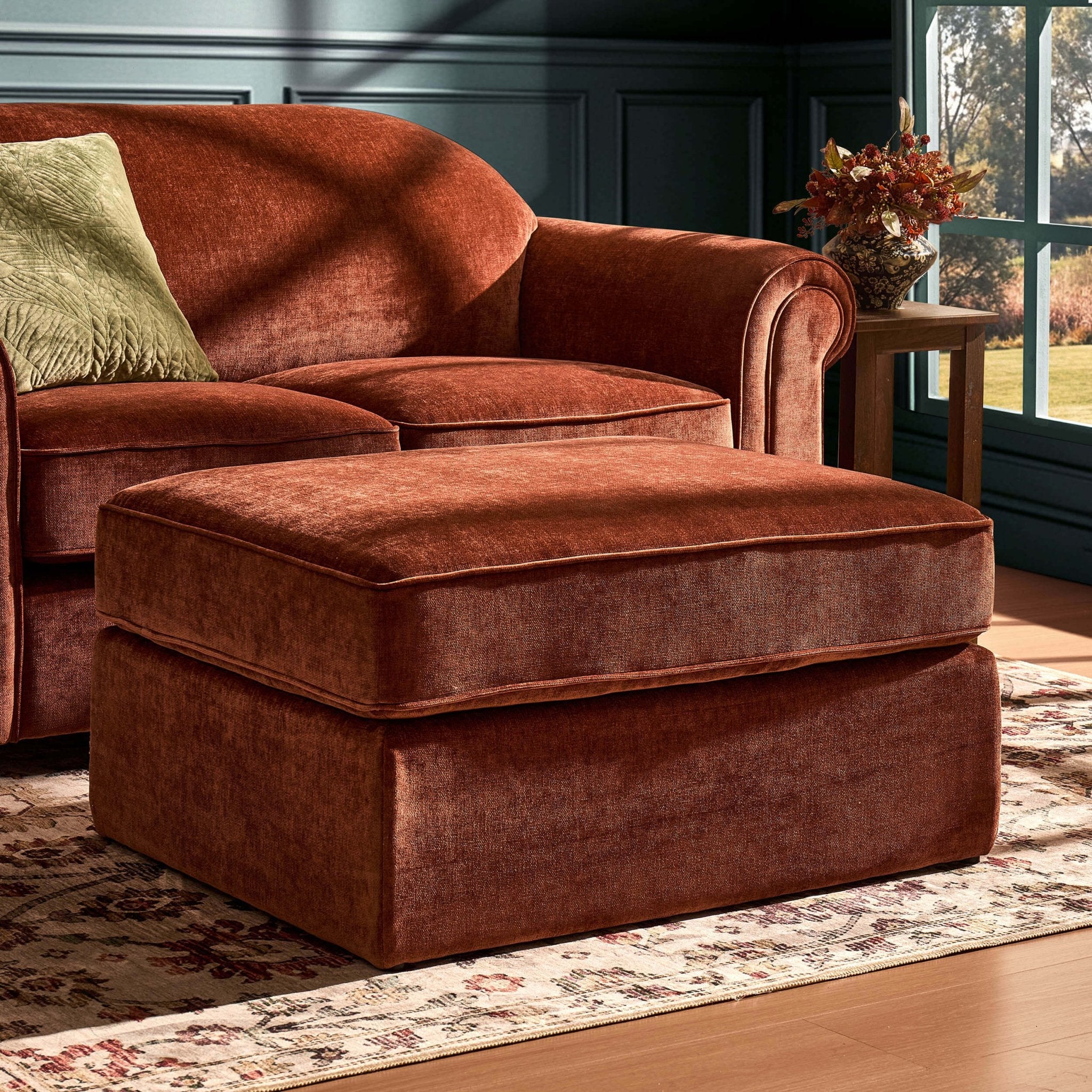Beverley Pouf - Chenille Rouille Foncé
