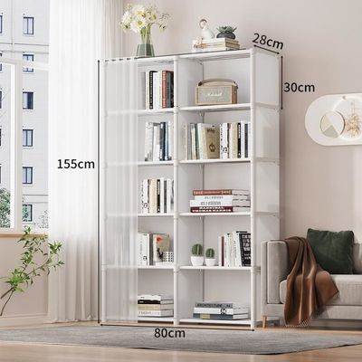Bibliothèque Étagère à 5 Niveaux Haut Meuble de Rangement pour Livres et Décoration pour Salon Bureau Chambre 80x28x155cm Blanc