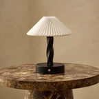 Dusklia - Birdie Rechargeable Pleated Table Lamp - Black/ White