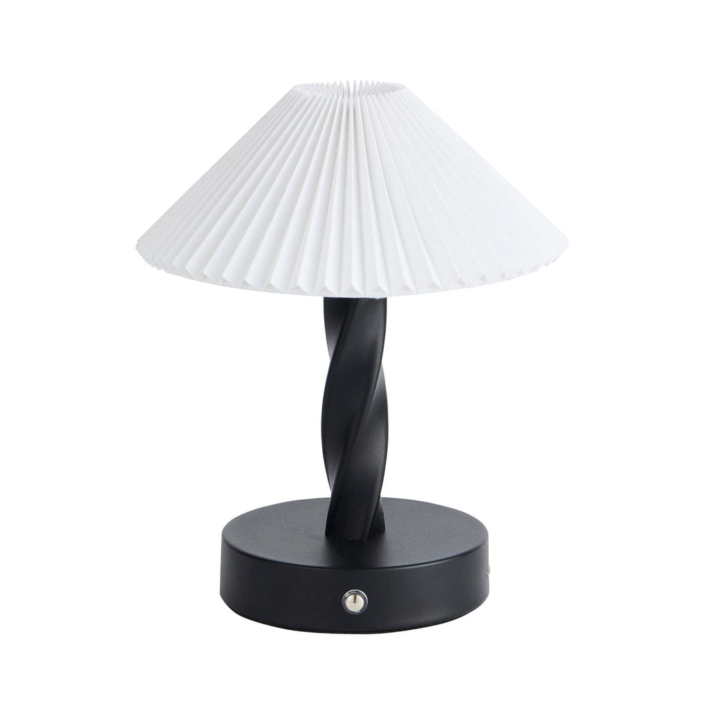 Dusklia - Birdie Rechargeable Pleated Table Lamp - Black/ White
