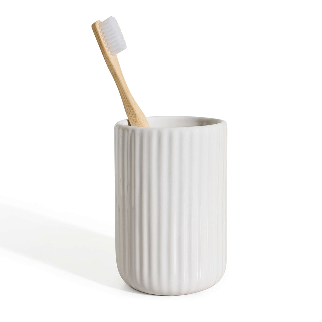 Dusklia - Blake Ribbed Glaze Tumbler - White