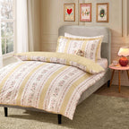 Dusklia - Bobbie 100% Cotton Floral Gingham Reversible Duvet Cover & Pillowcase set - Yellow