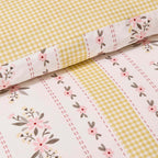 Dusklia - Bobbie 100% Cotton Floral Gingham Reversible Duvet Cover & Pillowcase set - Yellow