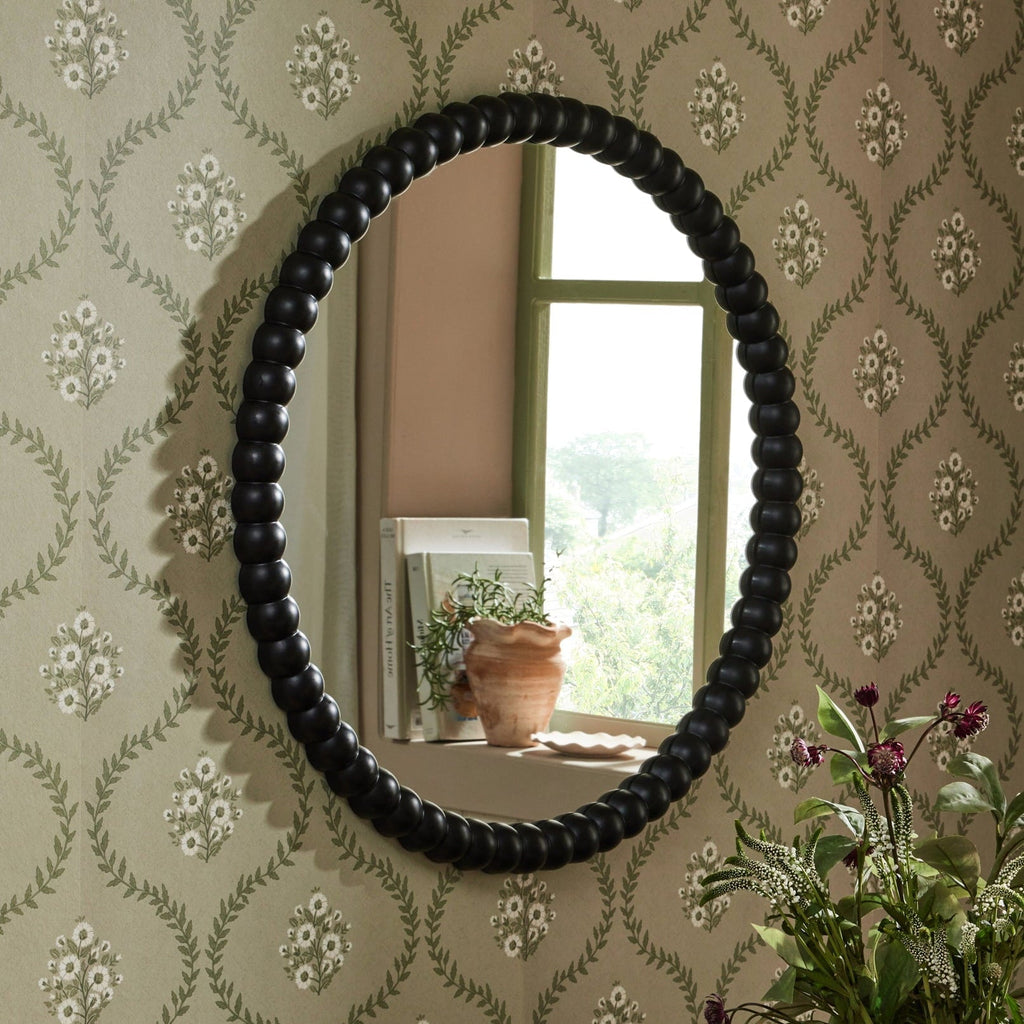 Dusklia - Bobbin Round Wall Mirror - Black