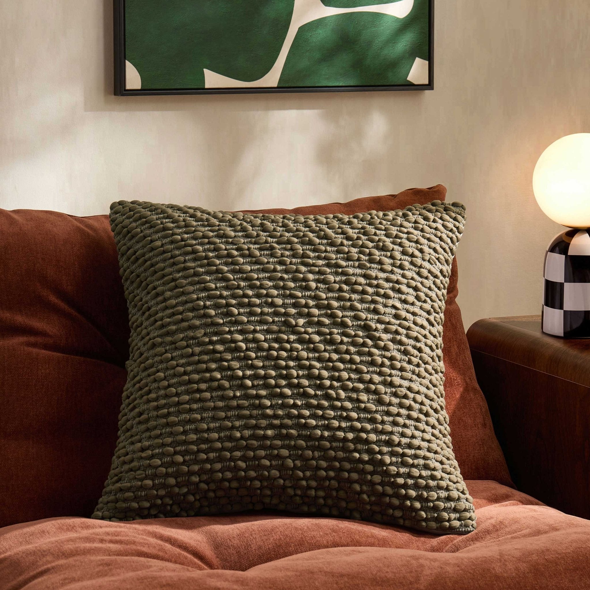 Dusklia - Bobble Loop Sofa Cushion Cover - Dark Green