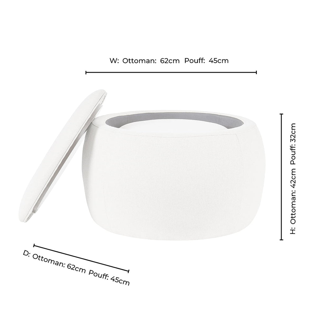 Dusklia - Bodhi Ottoman Storage Pouffe Set - Oatmeal
