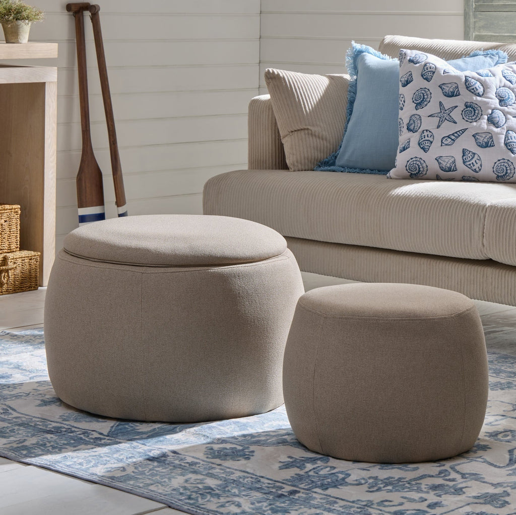Dusklia - Bodhi Ottoman Storage Pouffe Set - Oatmeal
