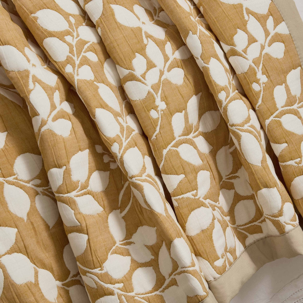Dusklia - Bordeaux Contrast Floral Matelasse Bedspread - Mustard