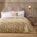 Dusklia - Bordeaux Contrast Floral Matelasse Cushion Cover - Mustard