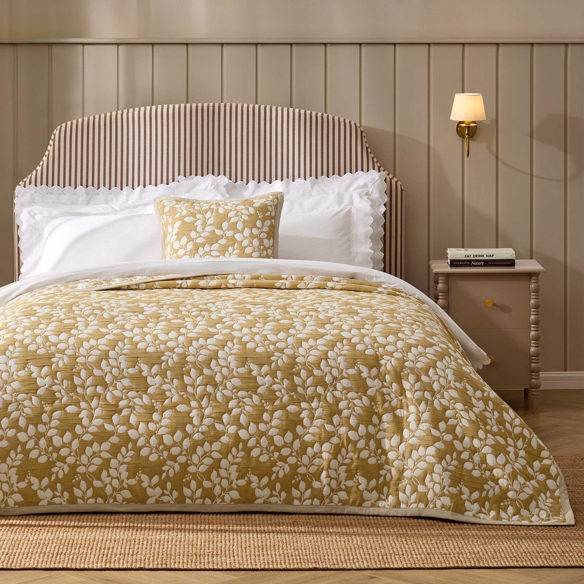 Dusklia - Bordeaux Contrast Floral Matelasse Cushion Cover - Mustard