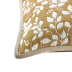 Dusklia - Bordeaux Contrast Floral Matelasse Cushion Cover - Mustard