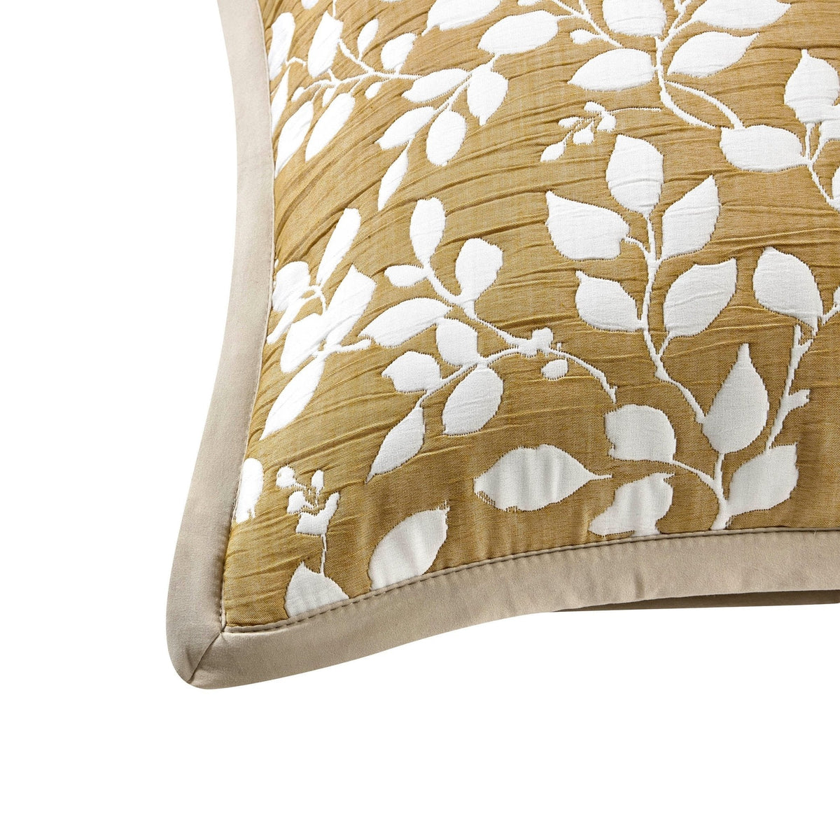 Dusklia - Bordeaux Contrast Floral Matelasse Cushion Cover - Mustard