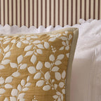 Dusklia - Bordeaux Contrast Floral Matelasse Cushion Cover - Mustard