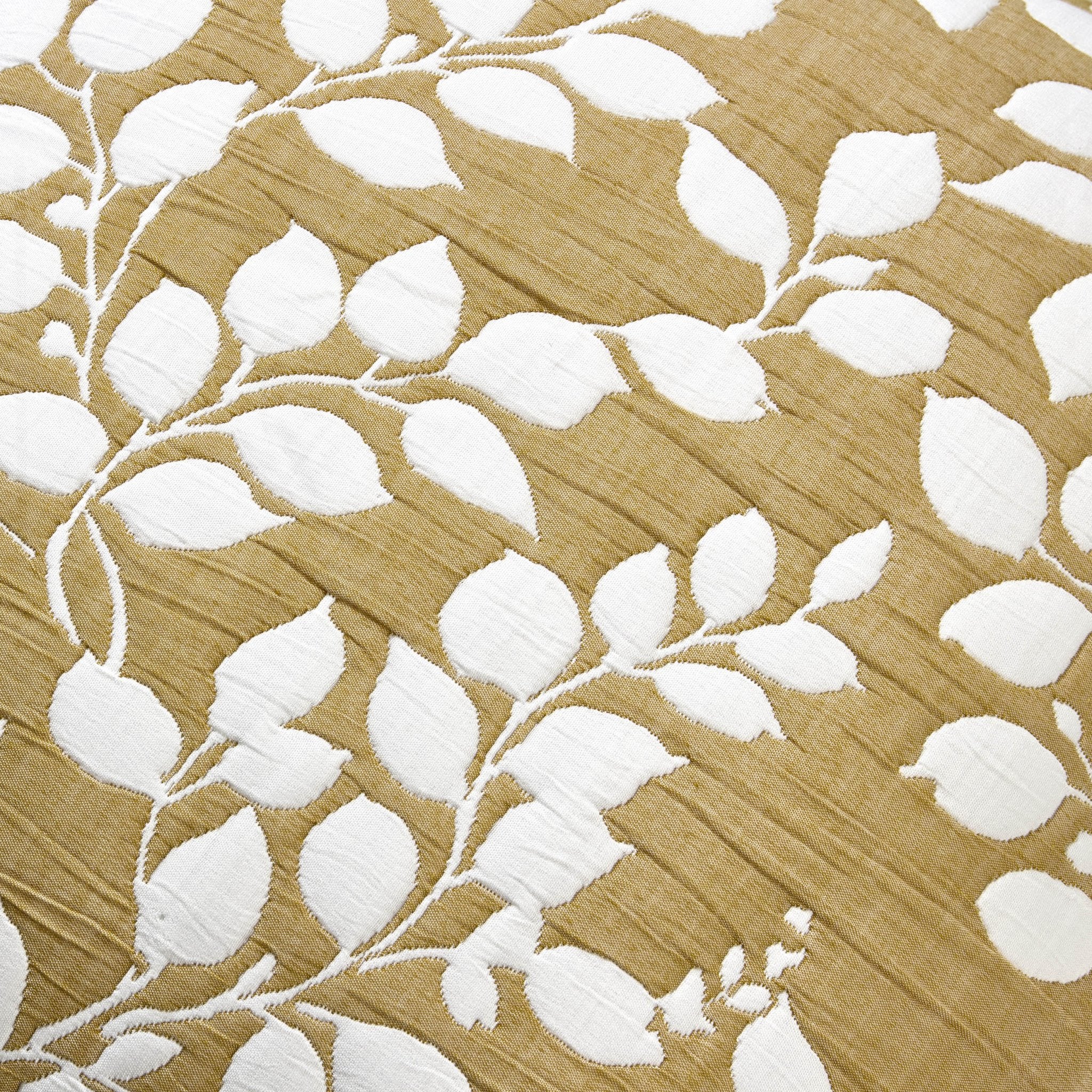 Dusklia - Bordeaux Contrast Floral Matelasse Cushion Cover - Mustard