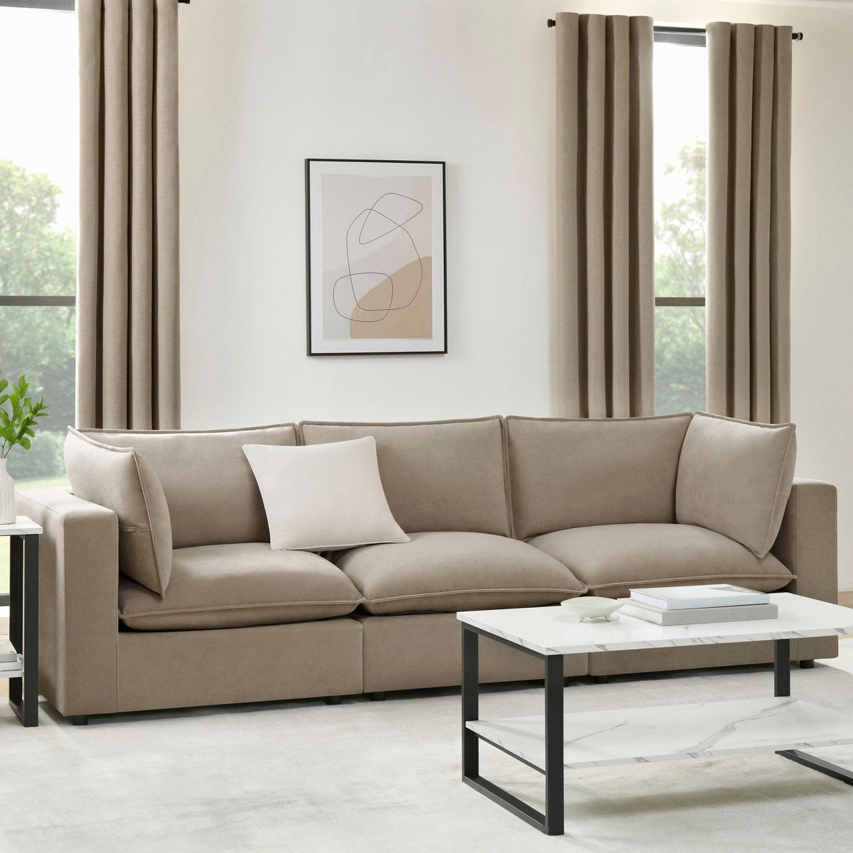 Dusklia - Boston 3 Seater Sofa - Stone