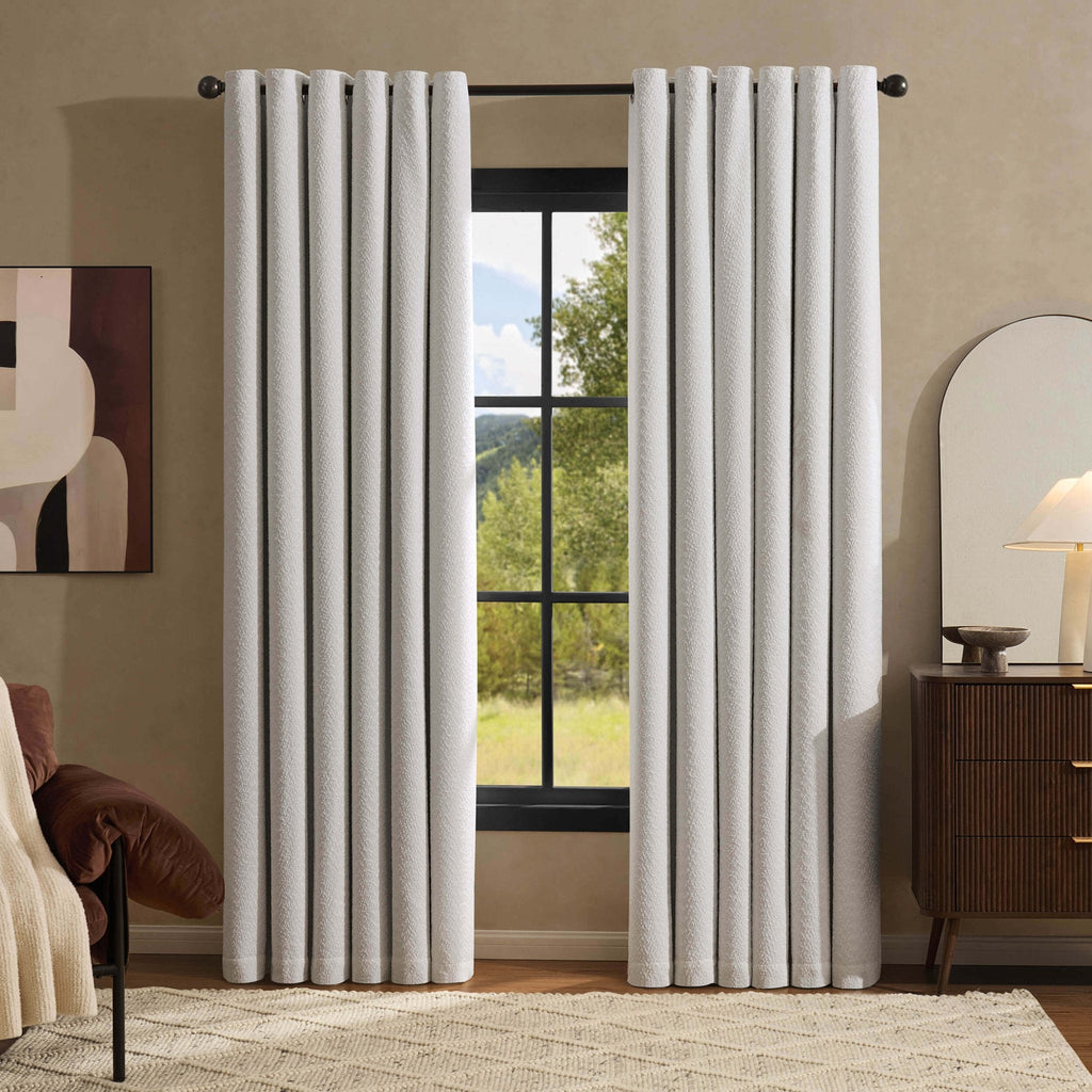 Dusklia - Boucle Blackout Curtains - White