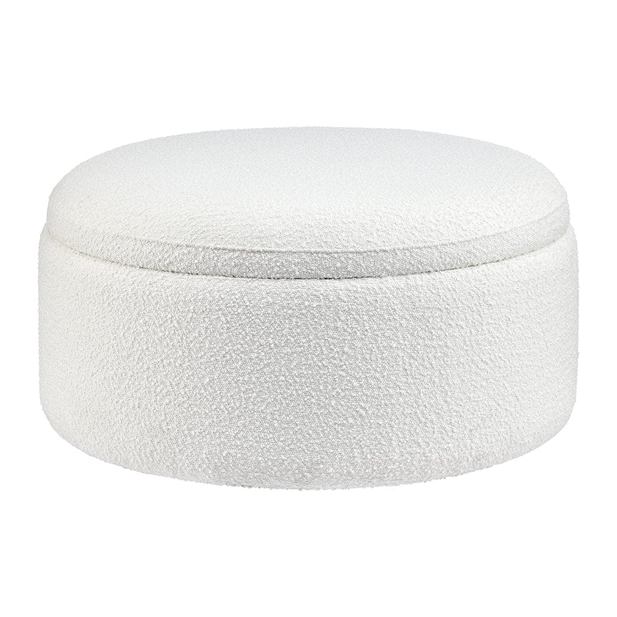 Dusklia - Stockton Boucle Round Storage Pouffe - Off White