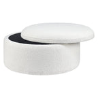 Dusklia - Stockton Boucle Round Storage Pouffe - Off White