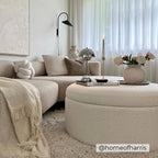Dusklia - Stockton Boucle Round Storage Pouffe - Off White