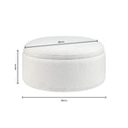 Dusklia - Stockton Boucle Round Storage Pouffe - Off White
